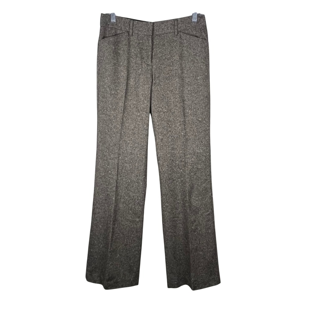 Express Dress Pants Womens Brown Wool Blend Tweed Wide Leg Trousers 6
